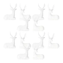 White Sitting Reindeer Statues, Set of 12