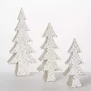 White Snowflake Embossed Tabletop Trees, Set of 3