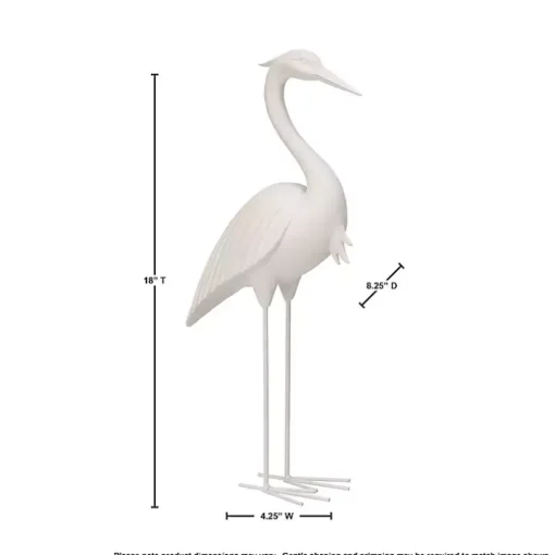 White Standing Egret Statue, 18 in.