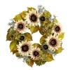 White Sunflowers and Hydrangeas Harvest Wreath