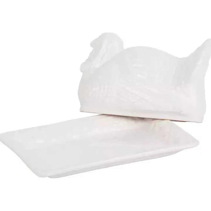 White Turkey Harvest Butter Dish