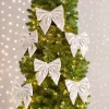 White Velvet Bow 6-pc. Ornament Set, 8 in.