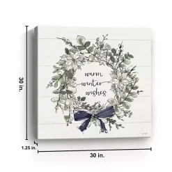 White Warm Winter Wishes Wreath Canvas Art Print