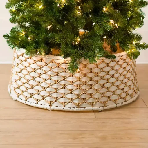 White Wicker Woven Christmas Tree Collar