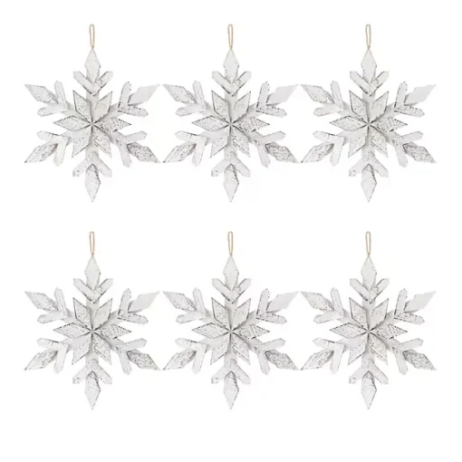 White Wood Large 6-pc. Snowflake Ornament Set