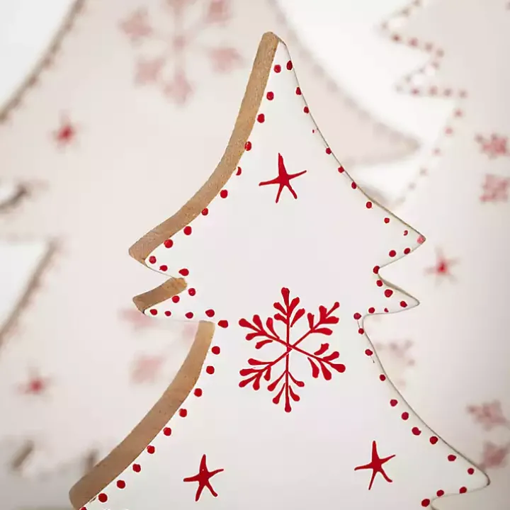 White Woodland Snowflake Christmas Trees, Set of 3