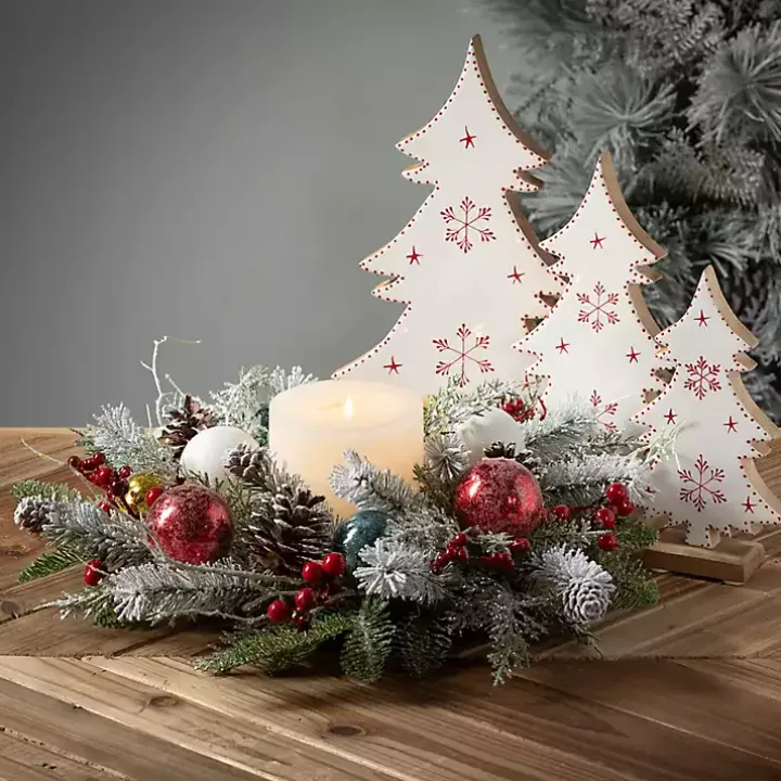 White Woodland Snowflake Christmas Trees, Set of 3