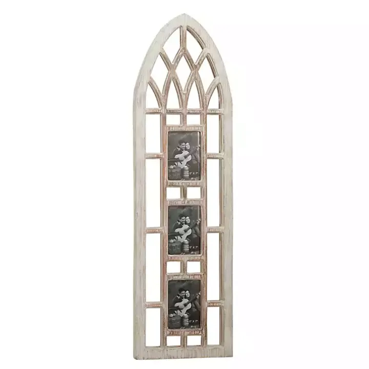 Whitewash Window Arch 3-Opening Collage Frame