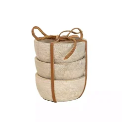Whitewash Wood Pinch Bowls, Set of 3