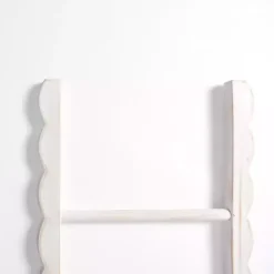 Whitewash Wood Scalloped Decorative Ladder