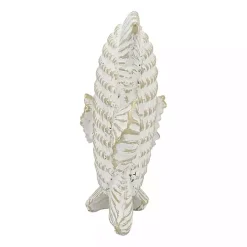 Whitewashed Ceramic Woven Fish Statue