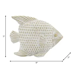 Whitewashed Ceramic Woven Fish Statue