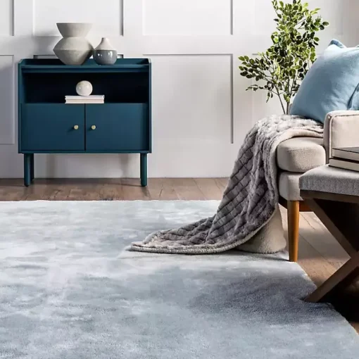 Whitlow Blue Shag Washable Area Rug, 6x9