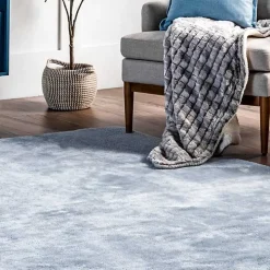 Whitlow Blue Shag Washable Area Rug, 6x9