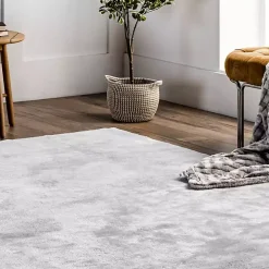 Whitlow Silver Shag Washable Area Rug, 6x9