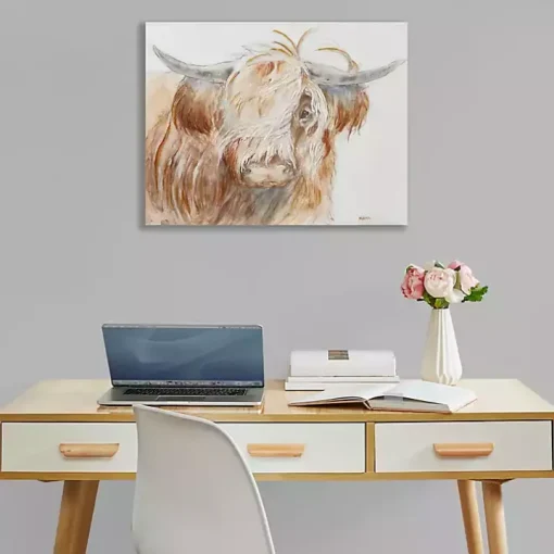 Windswept Highland Bull Canvas Art Print