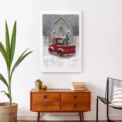Winter Barn and Truck Canvas Art Print
