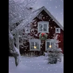 Winter Barn LED Canvas Art Print