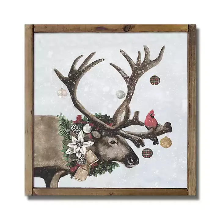 Winter Elk Christmas Framed Art Print