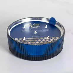 Winter Frost Blue Ribbed Dish Jar Candle