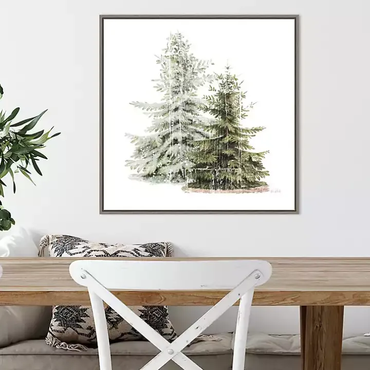 Winter Trees Gray Framed Canvas Art Print