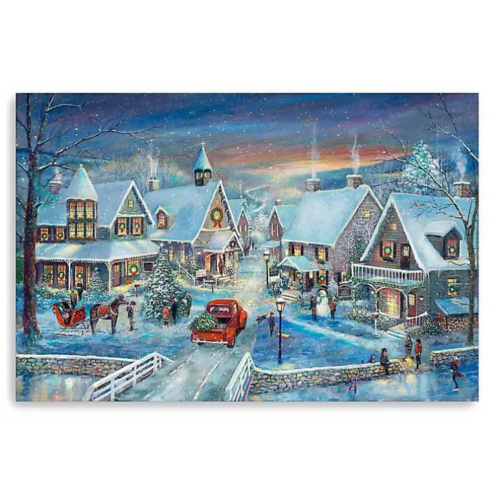 Winter Village Christmas Giclee Canvas Art Print