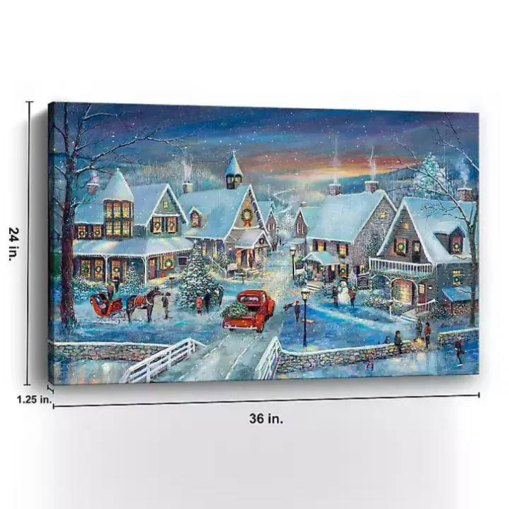 Winter Village Christmas Giclee Canvas Art Print