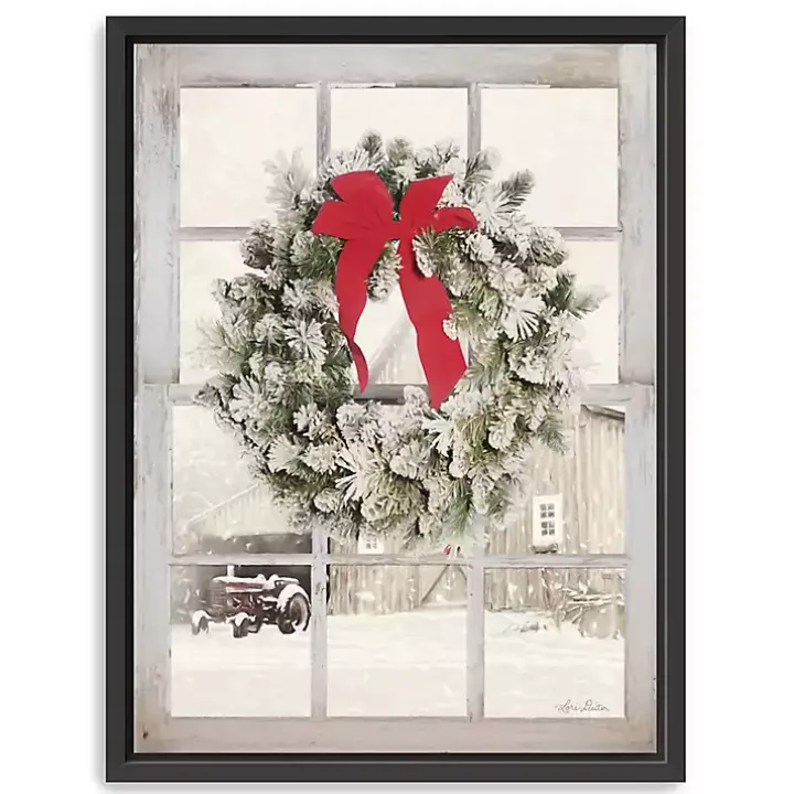 Winter Window View Framed Canvas Art Print, 32x42