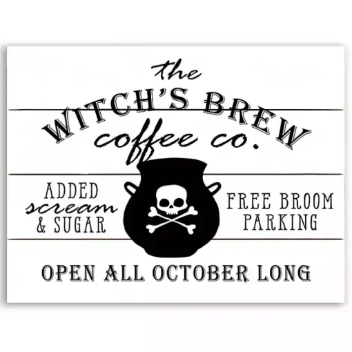 Witch's Brew Coffee Co Halloween Wall Plaque