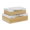 Wood and Faux Marble Rectangular Boxes, Set of 2