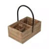 Wood and Metal Center Handle 3-Compartment Caddy