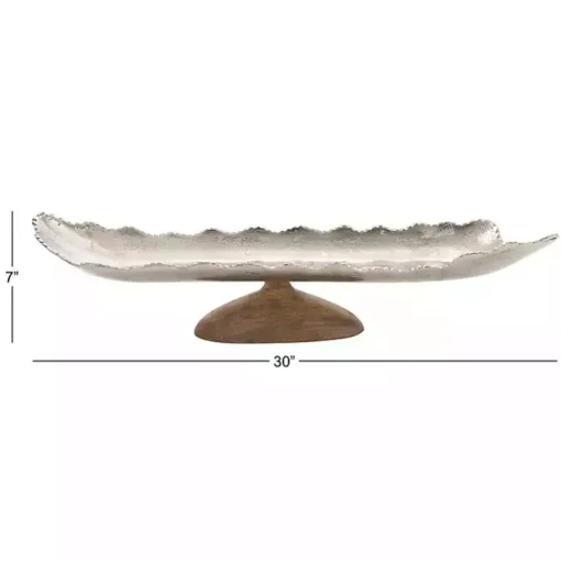 Wood and Metal Scalloped Rim Tray