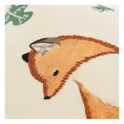 Woodland Fox Embroidered Throw Pillow