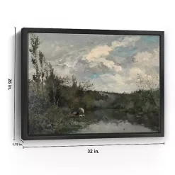 Woodland Lake Framed Canvas Art Print