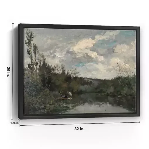 Woodland Lake Framed Canvas Art Print