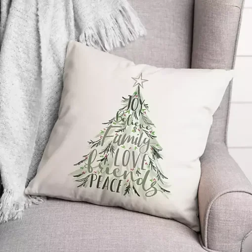 Word Tree Christmas Pillow