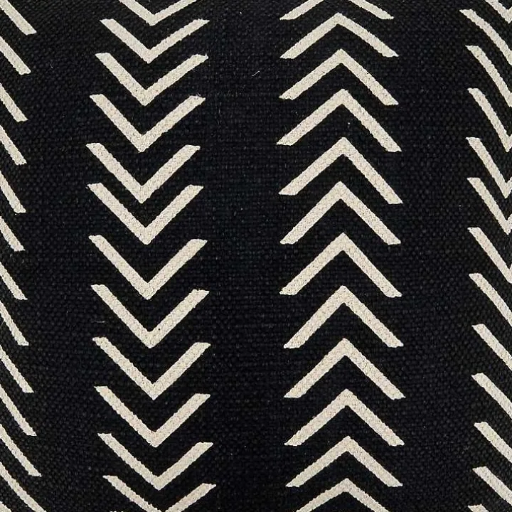 Woven Black and White Chevron Throw Pillow