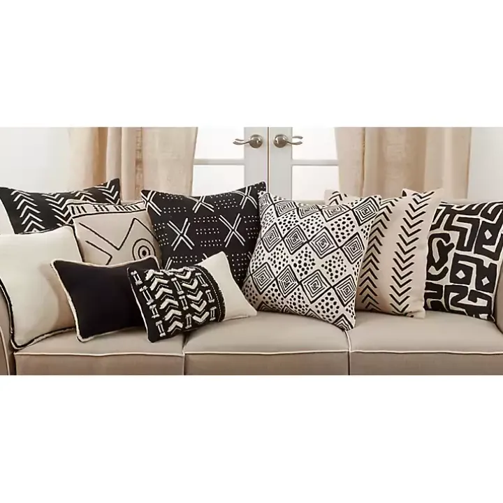 Woven Black and White Chevron Throw Pillow
