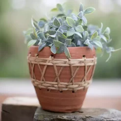 Woven Diamond Terracotta Planter
