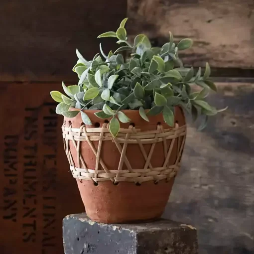 Woven Diamond Terracotta Planter