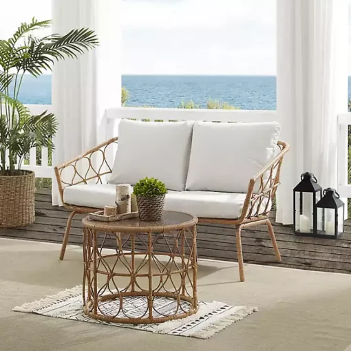 Woven Loop Rattan 2-pc. Outdoor Loveseat Set