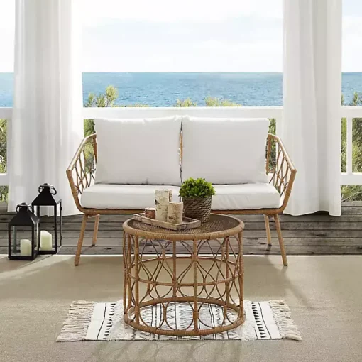 Woven Loop Rattan 2-pc. Outdoor Loveseat Set