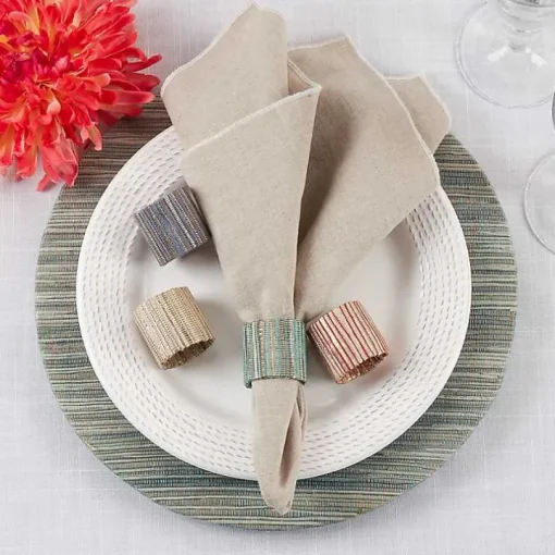 Woven Minty 4-pc. Napkin Ring Set