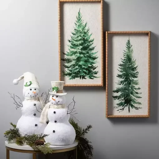 Woven Pine Tree Framed Art Prints, Set of 2