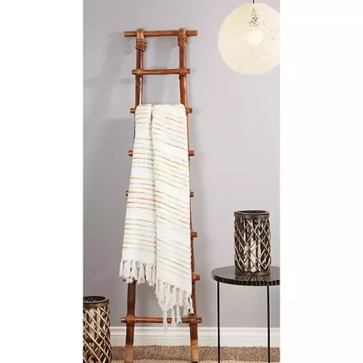 Woven Rainbow Stripe Tassel Throw