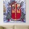 Wreaths on a Red Door Canvas Art Print