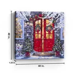 Wreaths on a Red Door Canvas Art Print