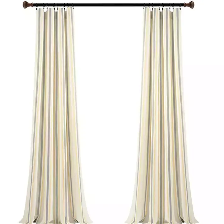 Yellow & Gray Farmhouse Curtain Panel Set, 95 in.