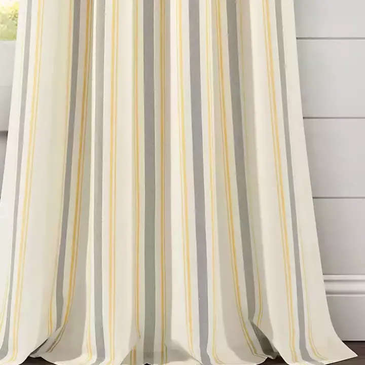 Yellow & Gray Farmhouse Curtain Panel Set, 95 in.