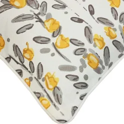 Yellow & Gray Floral Outdoor Pillow